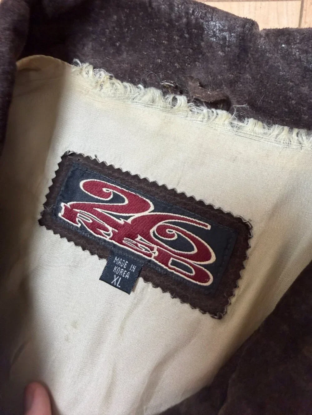 26 Red vintage brown suede motorcycle jacket with contrast stitching Size XL